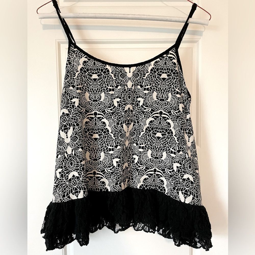 Black & White Floral Lace Camisole
